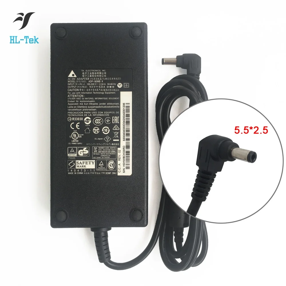 180W AC Adapter for Chicony A15-180P1A 19.5V 9.23A Laptop Charger for MSI GS73VR WS63VR WS63 w/GTX 1060 1070 Max-Q Quadro P4000