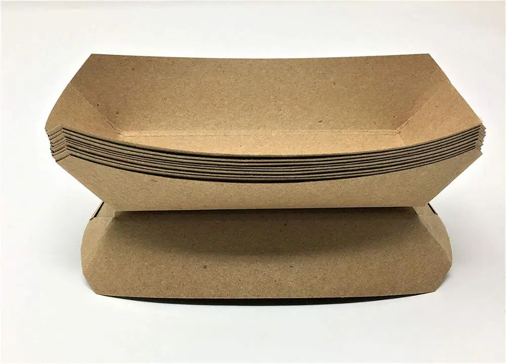 Customize brown kraft paper food tray for french fry holders hot doy trays BBQ supplies