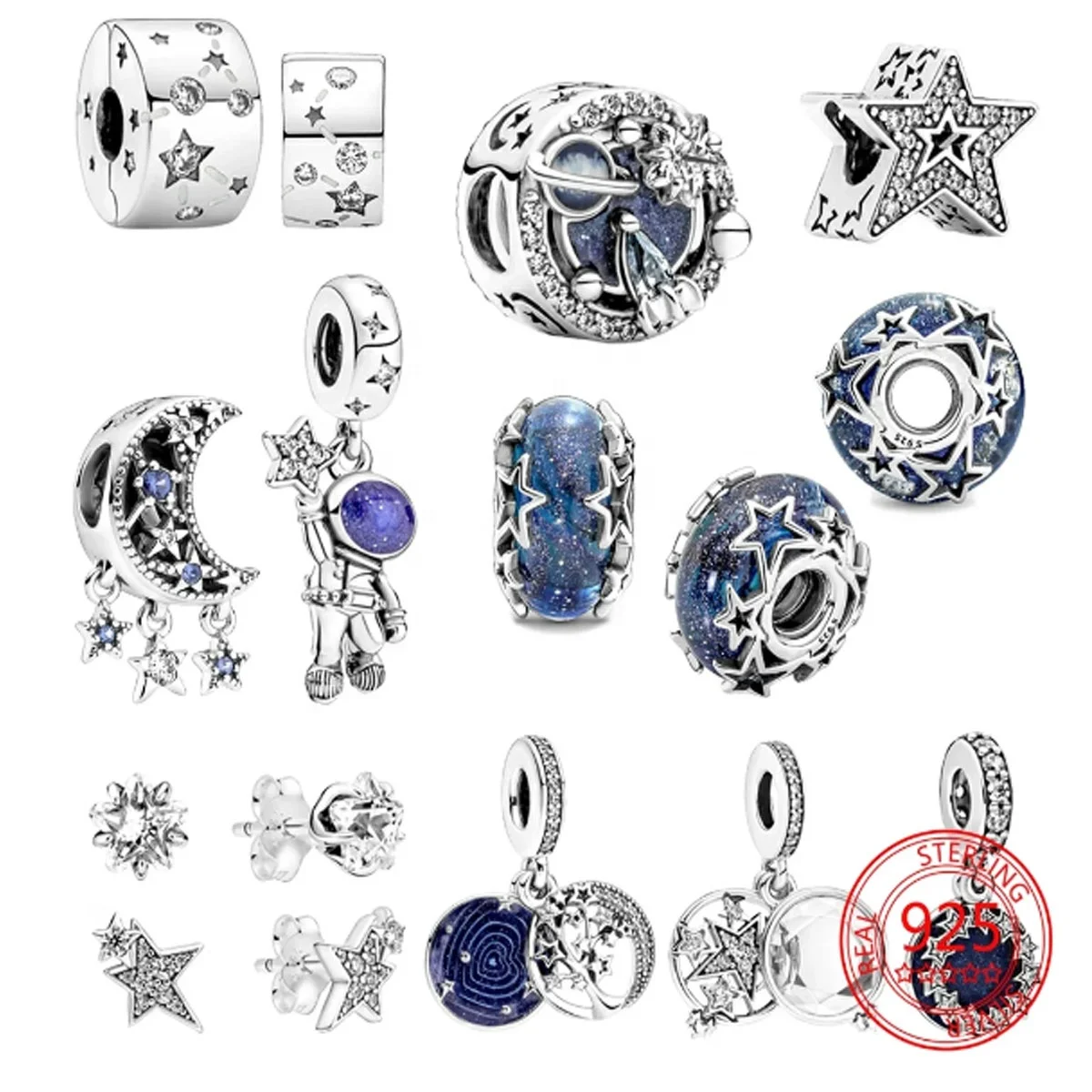 Wholesale newest diy design sterling silver 925 jewelry star beads charms fit bracelets jewelry making