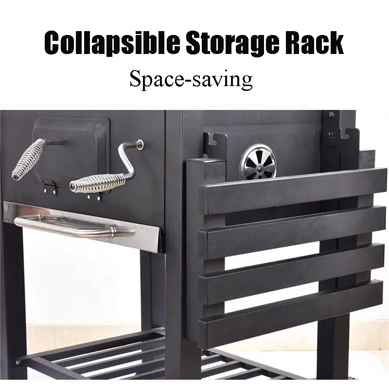 Steel Barbecue Grill Charcoal Barbecue Smoker Trolley Barbecue Grill Outdoor BBQ Grills Outdoor