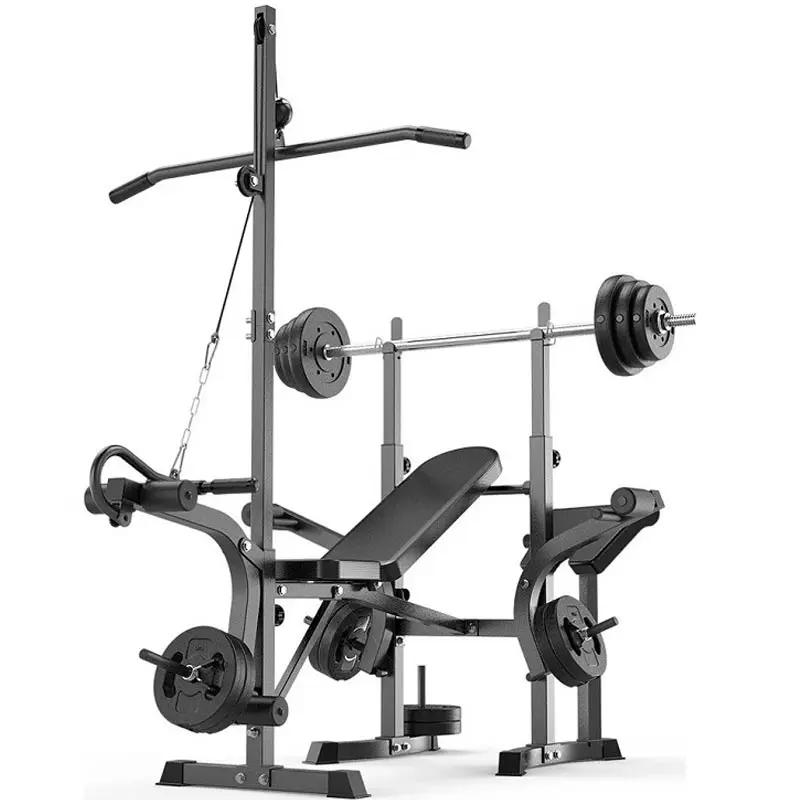 2024 Fitness Equipment Adjustable Exercise Weight Lifting Barbell Bench Press Squat Rack Bench For Home Gym