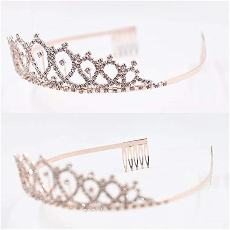 Rose Gold Princess Happy Birthday Crown 21st 30th 40th 50th Birthday Girl Birthday Sash and Crown Kit Party Decoration