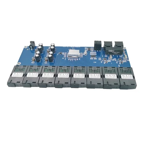 RTXMC 2SC 8Rj45 Ethernet Transceiver Fiber Optic 100m Mini 8port Media Converter 2f8e Pcba