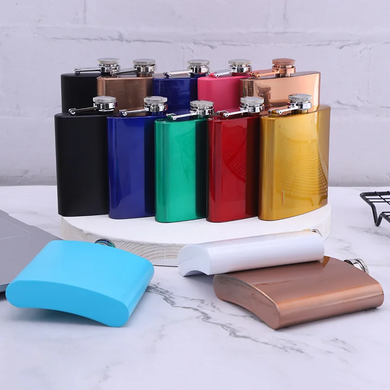 6oz 304 Stainless Steel Lightweight Discrete High-end Portable Pocket Hip Flask With Many Color