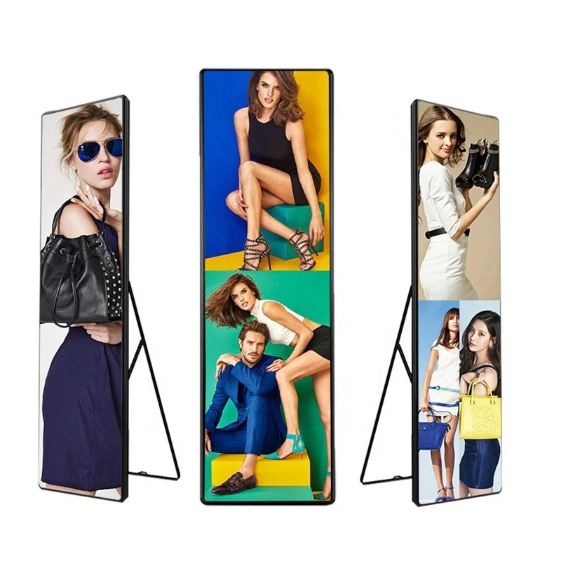 HD Indoor Portable Led Advertising Poster  P2 P2.5 P3 P4 Standing  Display  Led Poster Mirror Led Screen For Shop Advertising