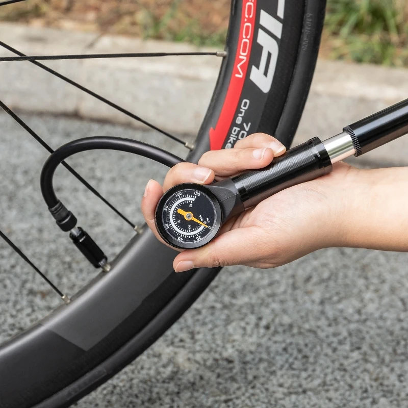 CXWXC Portable Bike Pump Bike Accessories Aluminum Alloy Mini Bicycle Pump with gauge