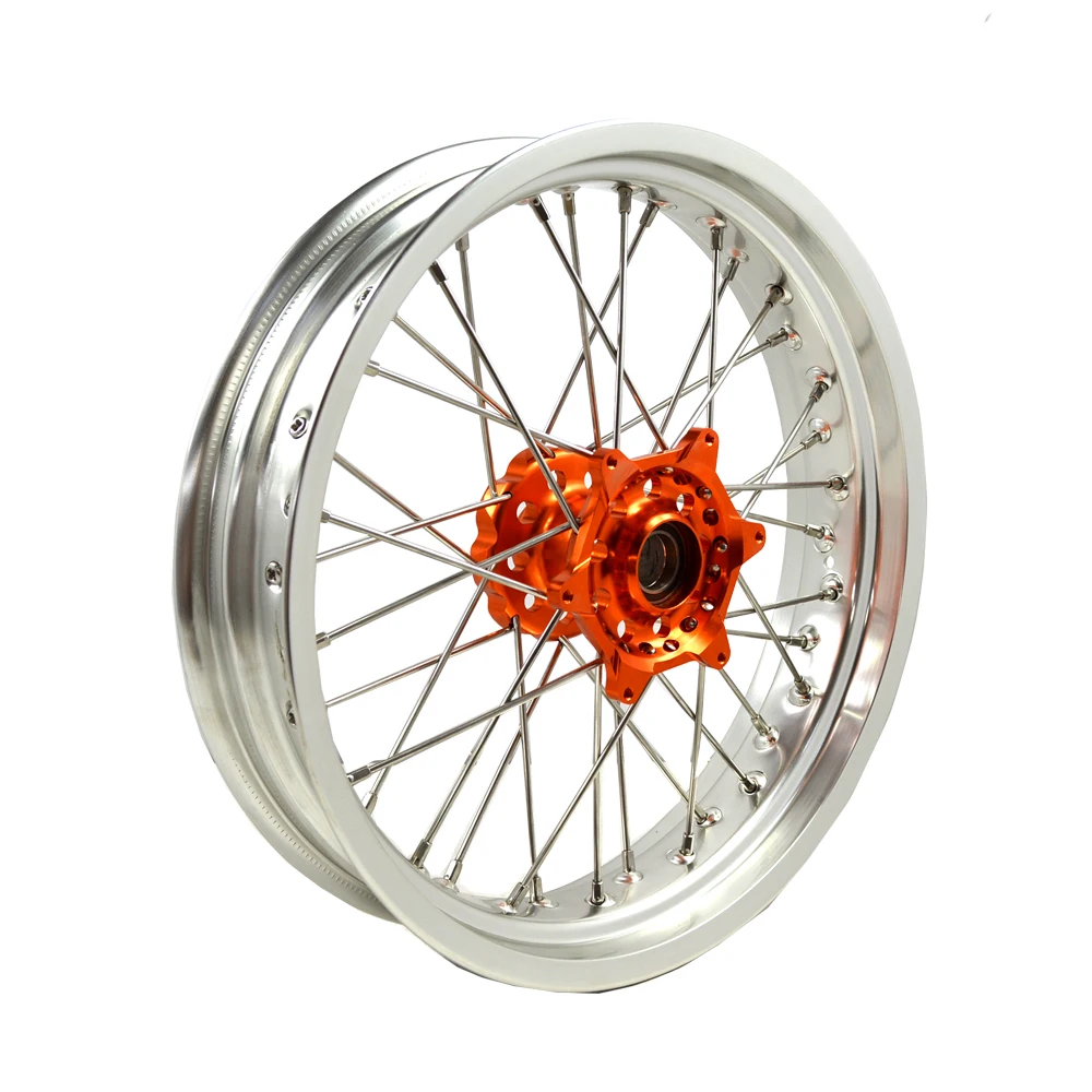 MOQ 1set High Quality Motard Wheels rim motorcycles 17 Racing Supermoto spoke Wheels For KTM Sxf250 350