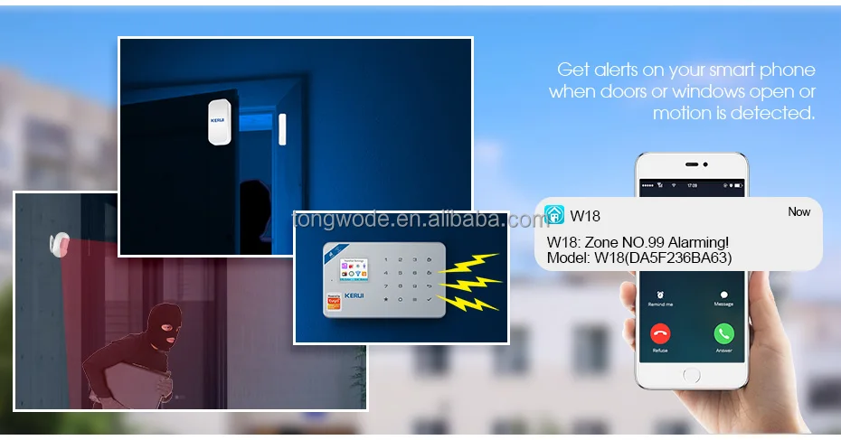 KERUI W181 Tuya Smart Alarm System With IP Indoor Cameras Wireless WIFI/GSM Home Security Systems Alarm With Sensors Remotes