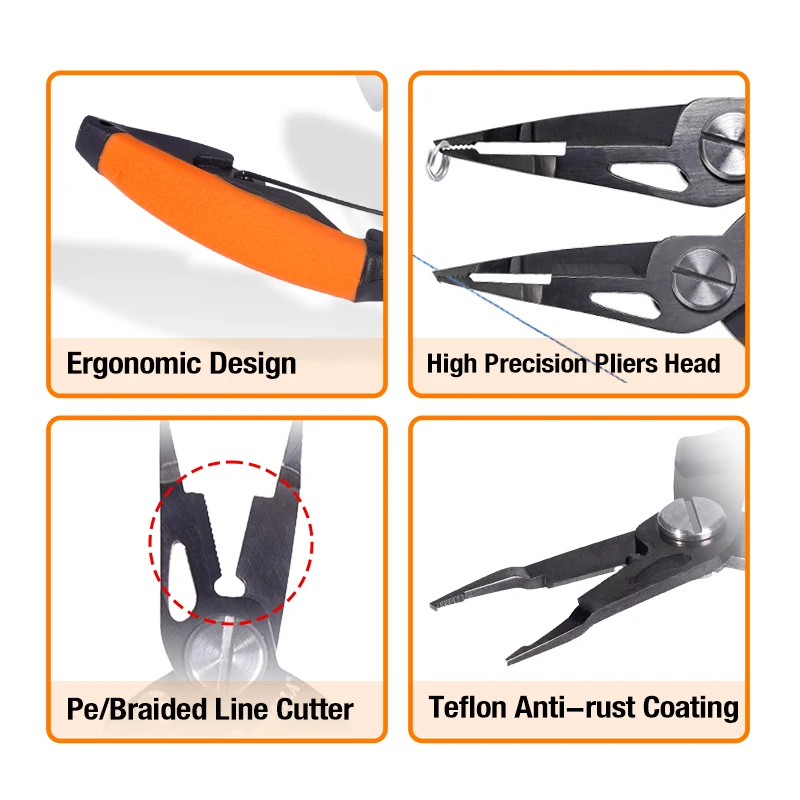 THORFORCE Fishing Hook Remover Fishing Tackle Tool Tongs Multifunction Stainless Steel Fishing Pliers Scissors