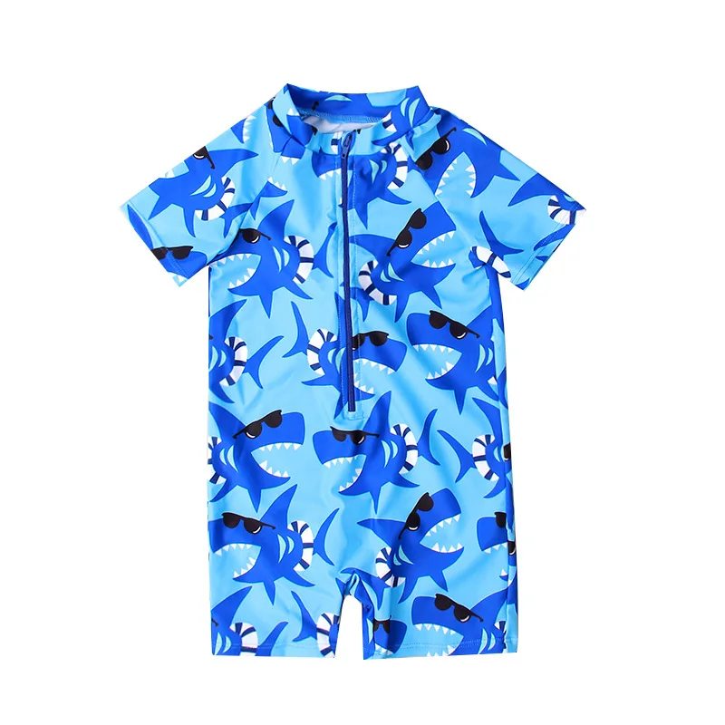 Boys One Piece Rash Guard Swimsuits Short Sleeve Swim Shirt for Kids UPF 50+ Sun Protection Bathing Suits
