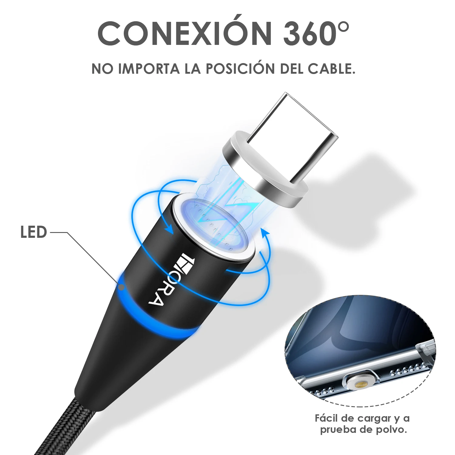 Магнитный кабель 1 HORA Iman 3 en быстрая зарядка Usb V8 Ip Tipo