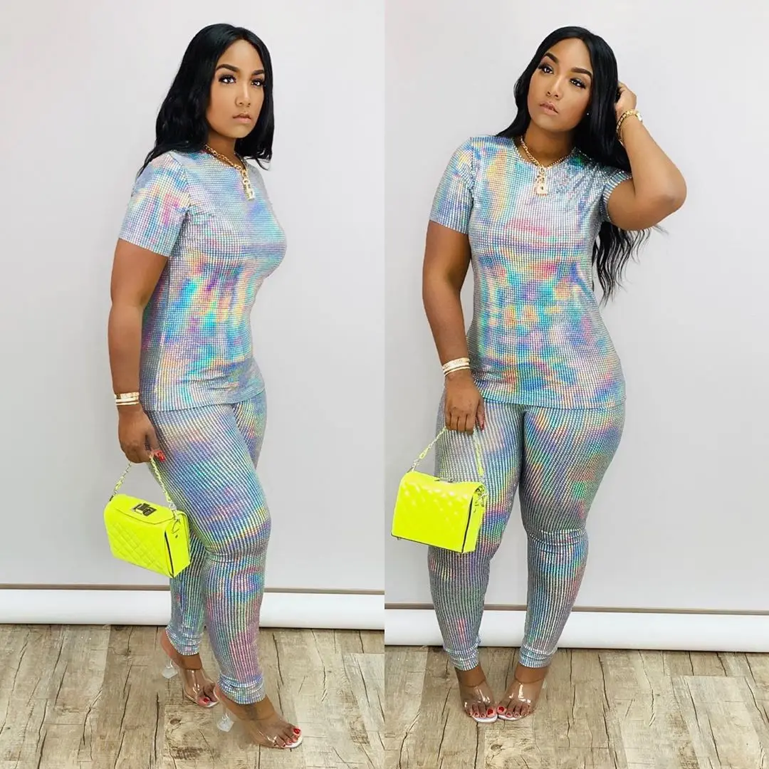 wholesale Casual  two-piece Set women Short sleeve Pencil pants suit