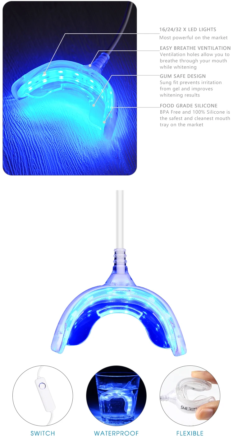 smilekit Teeth Whitening Light iPhone Smartphone & USB 16 LED Phone teeth whitener mini light