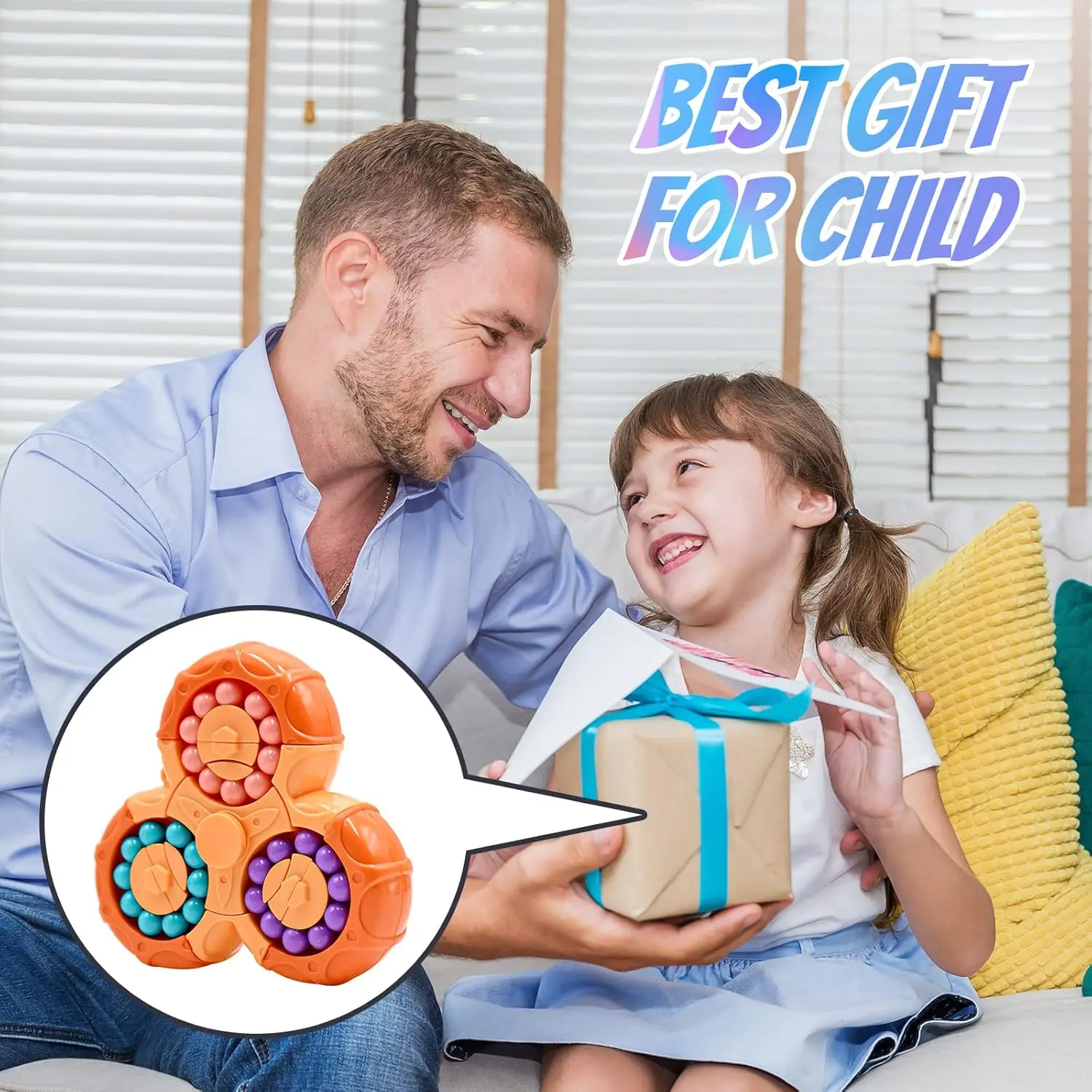 Magic Bean Puzzle Toy, Rotating Magic Bean Fidget Toys 2-in-1, Magic Ball Brain Teaser STEM Game