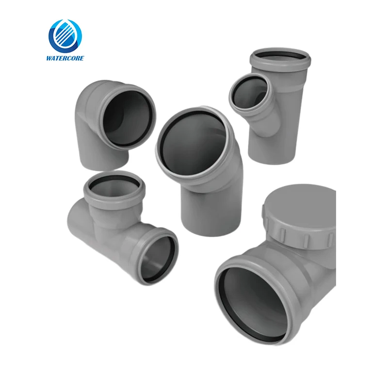 Hot Sale EN1401 EN1329 DIN Standard PVC Plastic DWV Fittings 45 Degree Elbow with Two Rubber Rings for Drainage