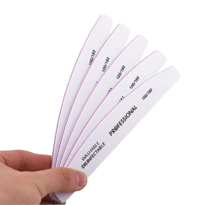Eco Friendly Half Moon Shapes Mini Finger File Nail Disposable Customized Printed Logo Manicure Nail File 100/180