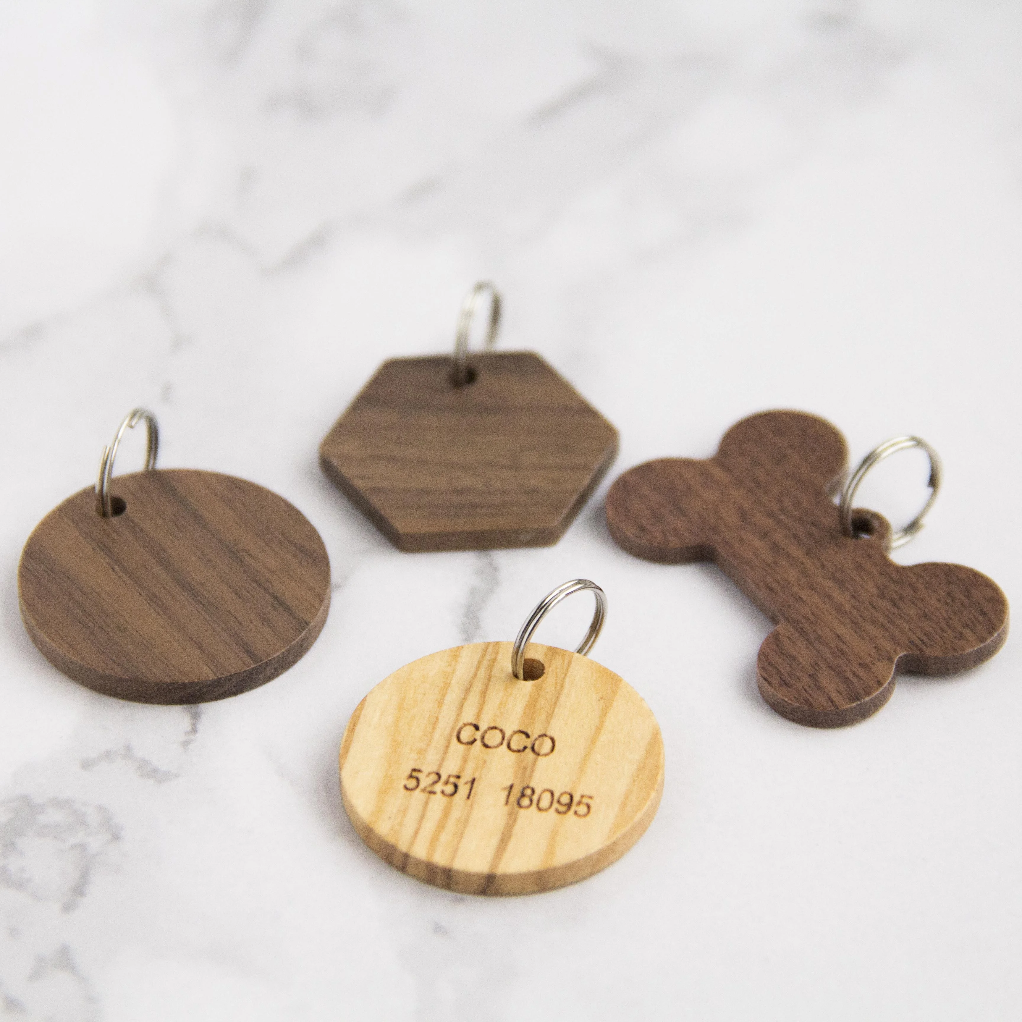 Carving Wooden Dog ID Tags for Pet Collar Name Tag Engravable Blank Name Card Bone Shaped