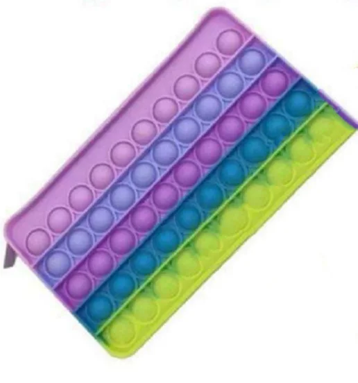  Easycosy wholesale Rainbow custom school Silicone decompression fidget toys pops it pencil case with puzzle bubble for