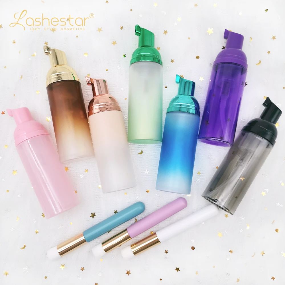 Wholesale lash shampoo custom private label foam cleanser eye lash extension wash shampoo set organic eyelash shampoo with brush