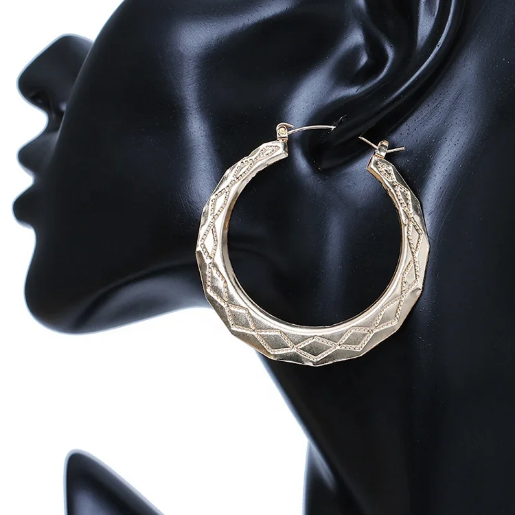 Bohemia gold plated Bamboo Hoop Earrings