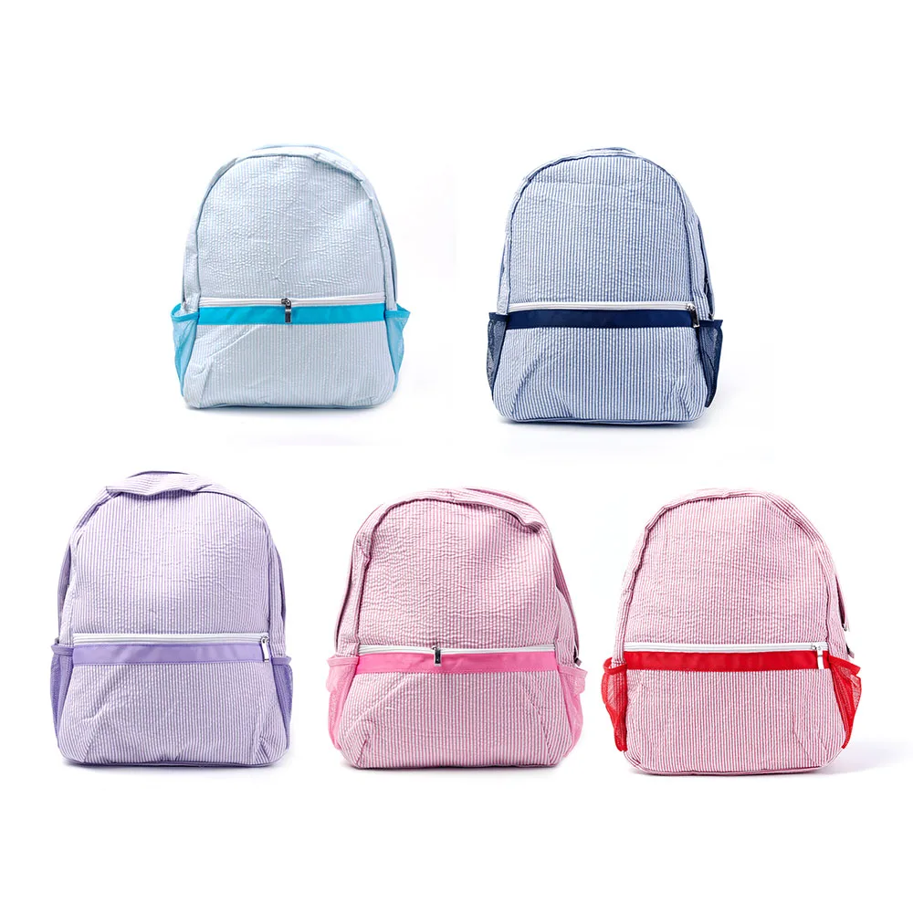 Wholesale Free Shipping Back to School Seersucker Full Size Backpacks Monogrammed Schoolbag Kids Bag DOM103031