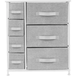 High quality Linen/Natural Design Vertical Dresser Storage Tower - Sturdy Steel Frame Wood Top with 5 Drawer