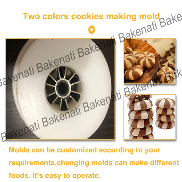 Shanghai Bakenati BNT-208A Automatic Three Hoppers Double Color Chocolate Filling Cookies Encrusting Making Machine