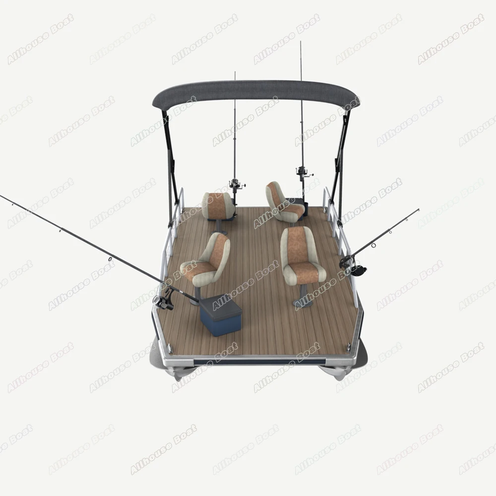 Allhouse Floating Island Swim Fishing Boat Floating Dock Water Platform Aluminum Fishing Pontoon Boat With Seat