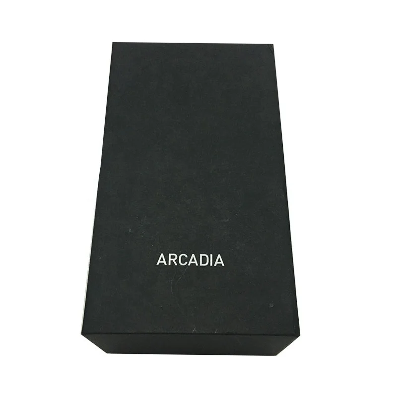 Custom Black Box With Silvery Hot Stamping Foil Logo For Delicate Wallet Gift