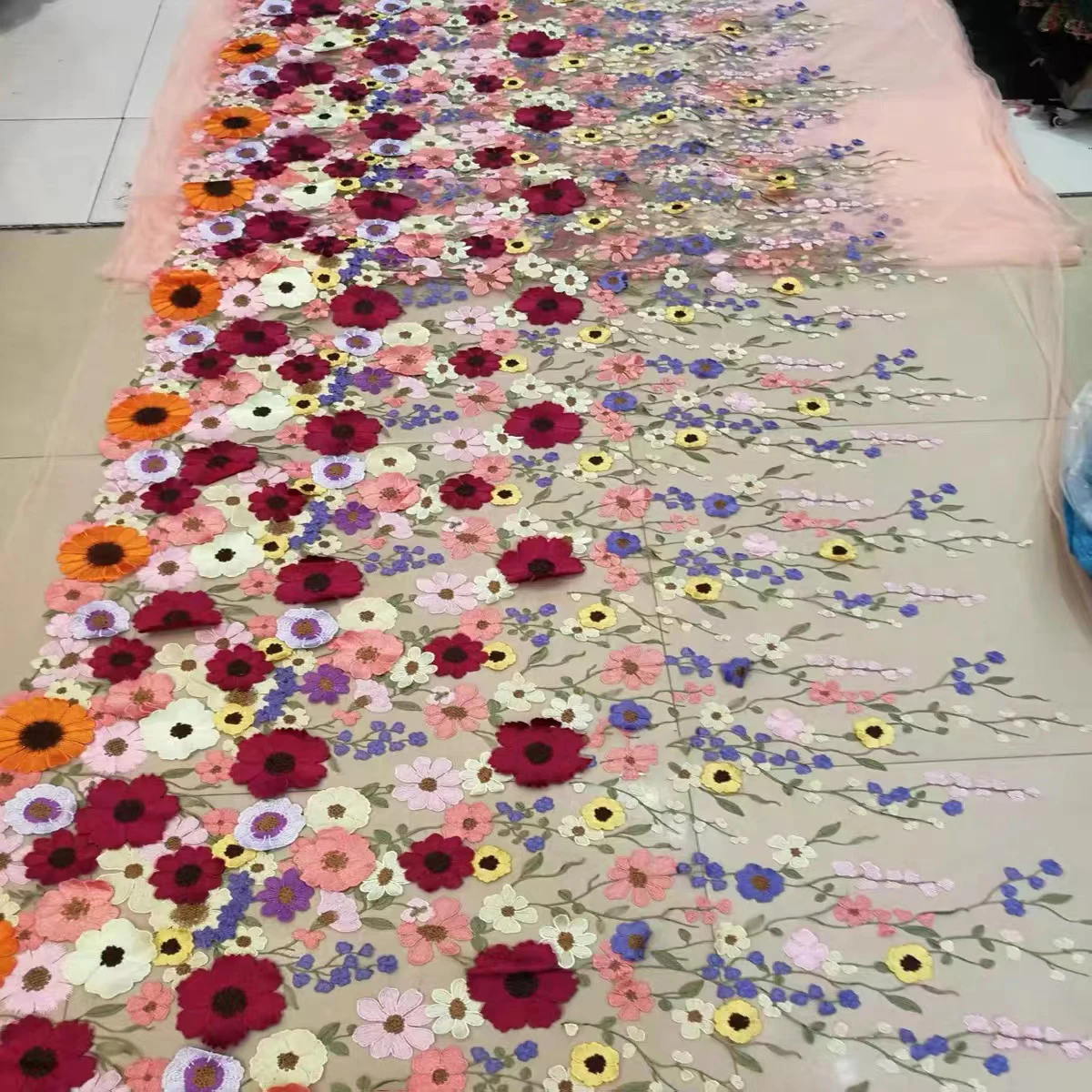 3d ribbon floral lace fabric high quality korean swiss lace fabric