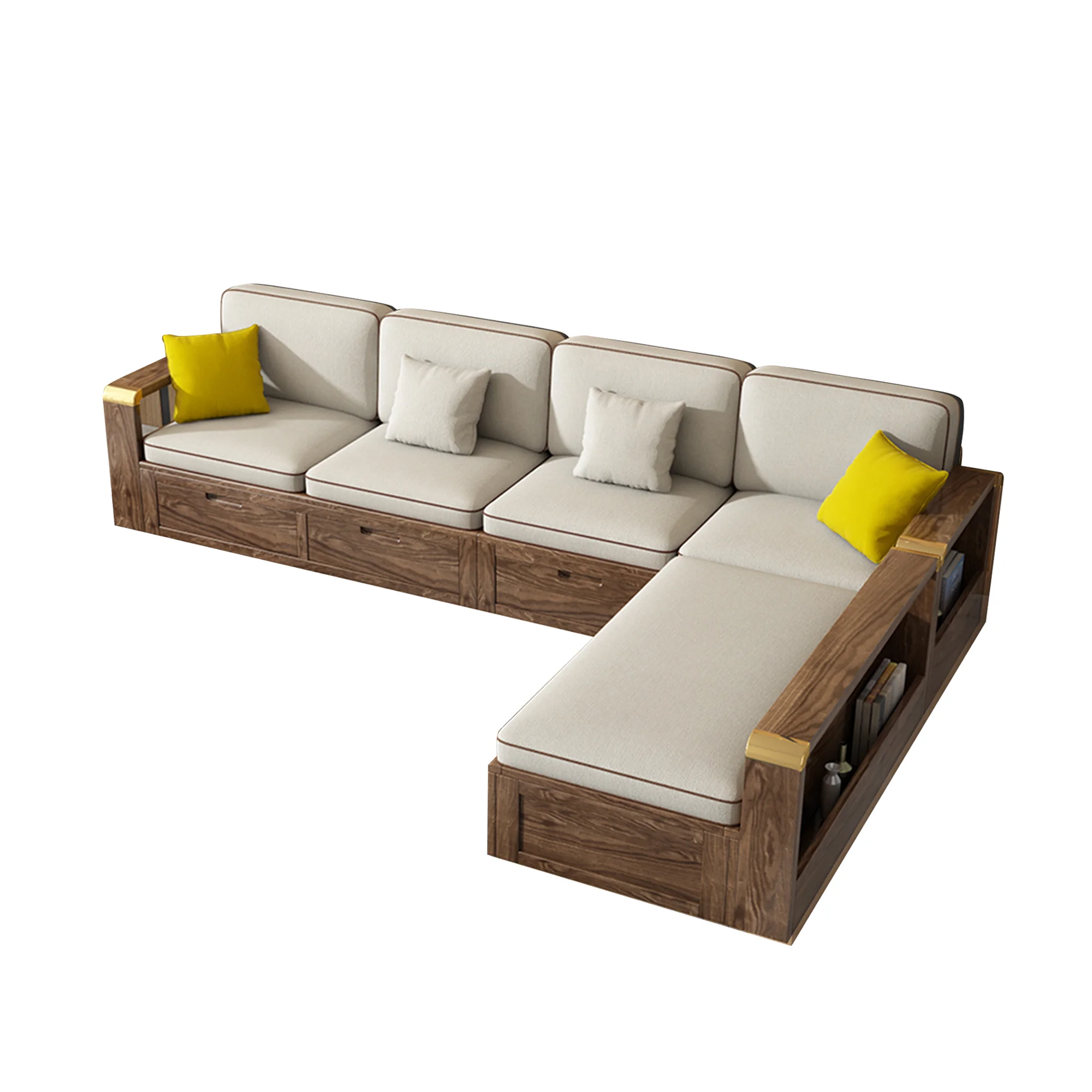 Wholesale Modern Style All Solid Wood Home Living Room Furniture Sofa