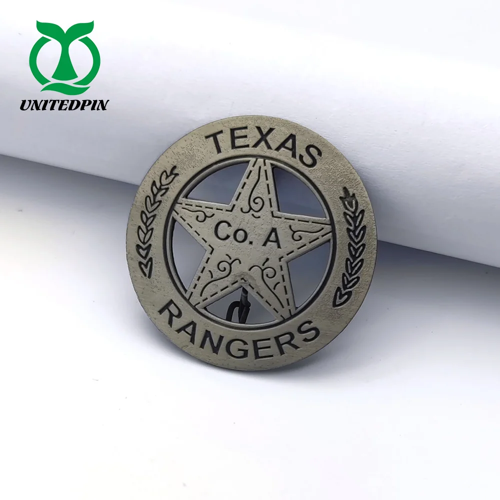 Metal Sheriffs Badge Cast Star Badge Embossed Custom Plated Metal 3D Europe Badges