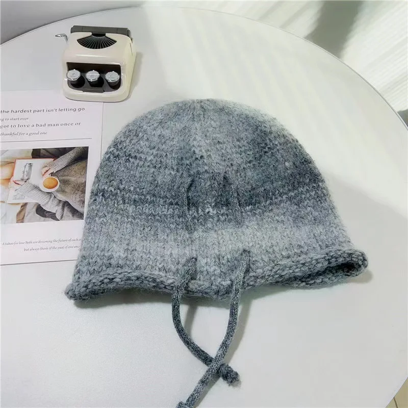 Curly edge head girth gradient drawstring pile winter warm new fashion beanies hats