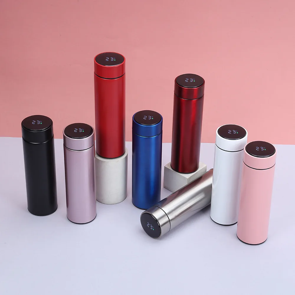 LED Water Drinking Bottle with Temperature Display Lid Stainless Steel