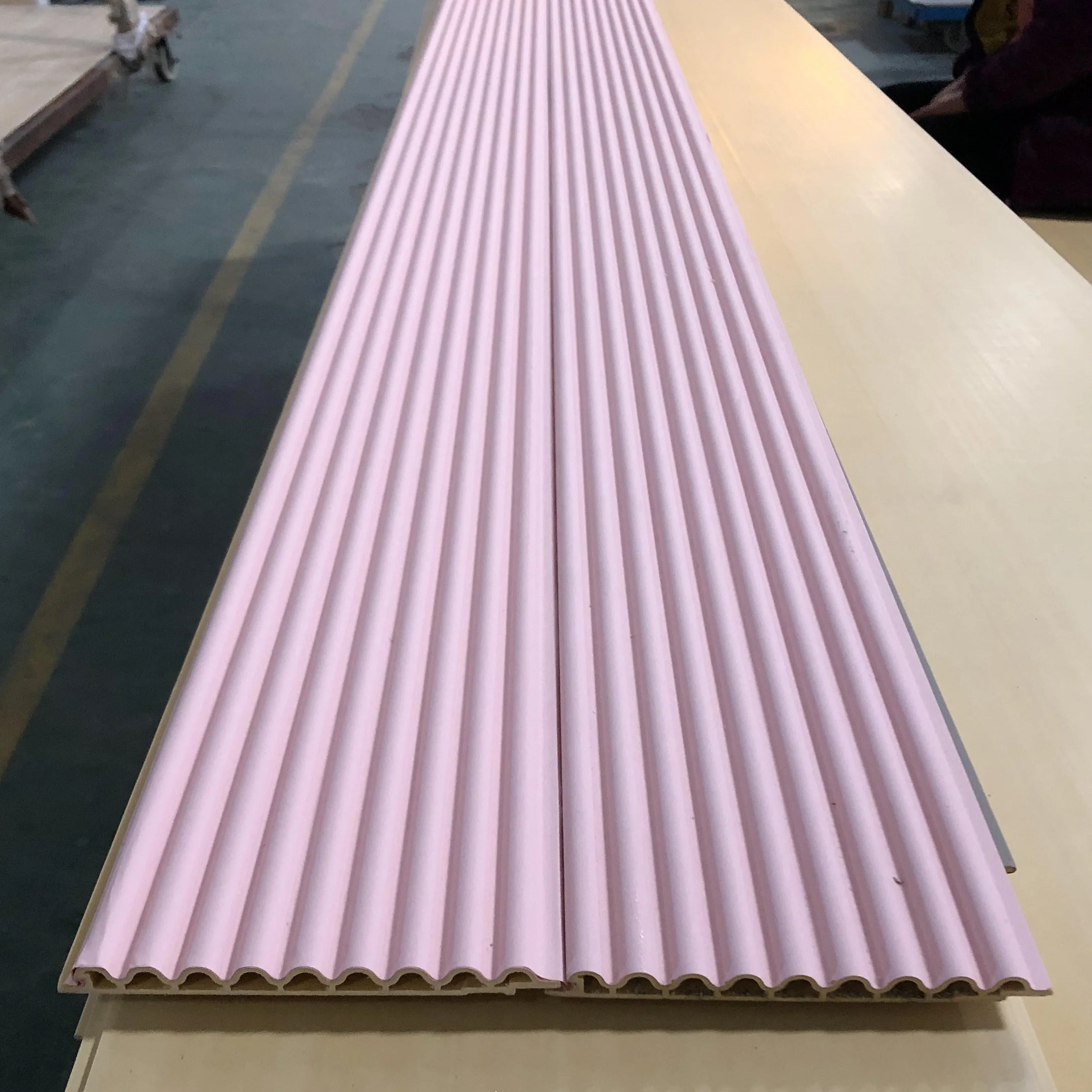 Fast install waterproof indoor  Fluted Dado decoration wall ceiling board Pink color PVC integrated wall panel