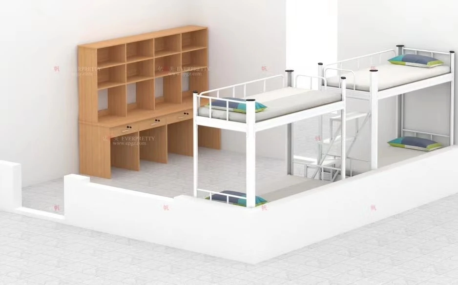 Дешевая школьная мебель для общежития, черная металлическая двухъярусная кровать для студентов