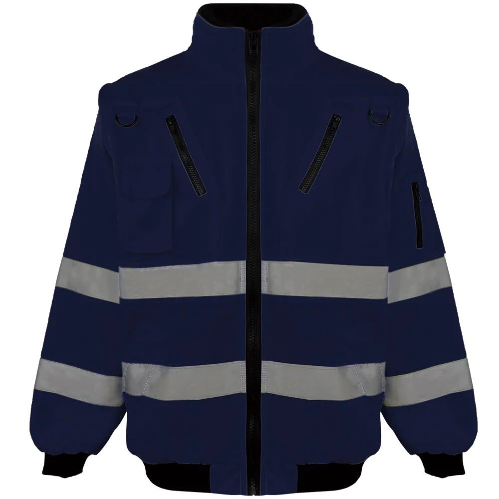 Wholesale Polyester Cotton Reflective Safety Jacket Winter Road Warm Fleece Lining Reflective Safety Jacket