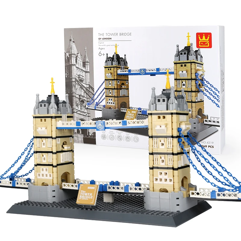 4219 Famous London Landmark Architecture Tower Bridge 969+PCS Building Brick sets ABS Plastic MOC Construct Toy