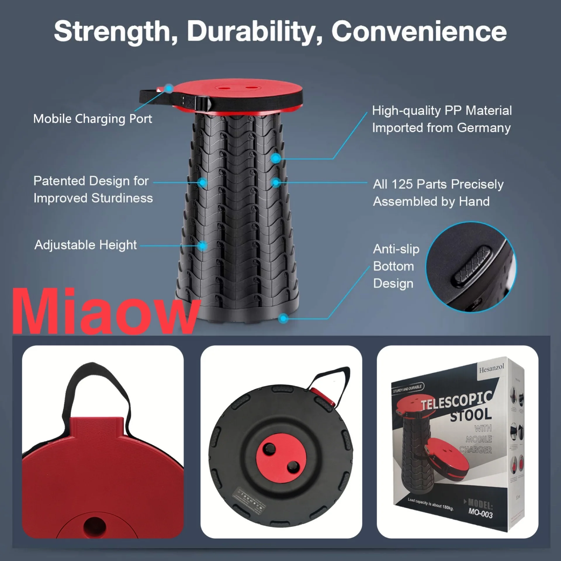 MO003- 3rd Generation Factory Wholesale Outdoor Folding Stool Telescopic Portable Foot Stool
