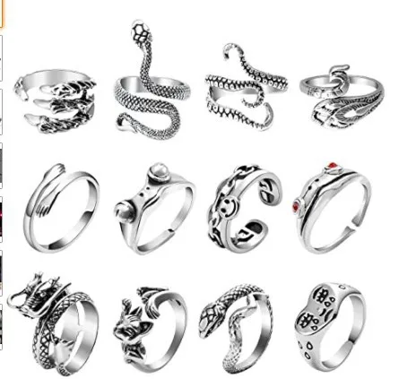 Aug jewelry Mixed wholesale mixed batch optional retro snake animal open ring crying frog ring punk jewelry bulk ring