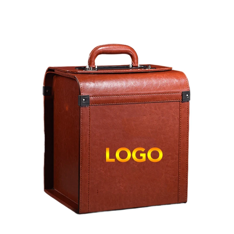 High-End PU Leather Wine Box Wholesale Sale Cheap Price for 2 Bottles for Wooden Box