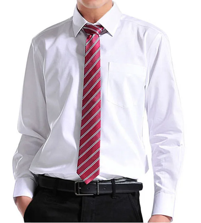 Fashionable mens dress shirt italian style long sleeve cotton/polyester white shirt