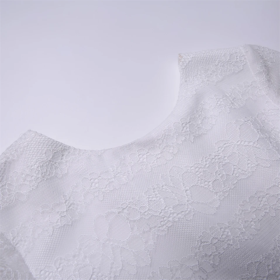 Elegant White Lace First Communion Dress with Floral Waistband and Tiered Tulle Skirt for Girls