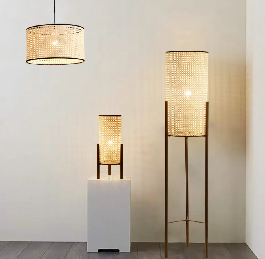 Modern Minimalist asian style bamboo Design floor lamp Home Decor Standing Lamp