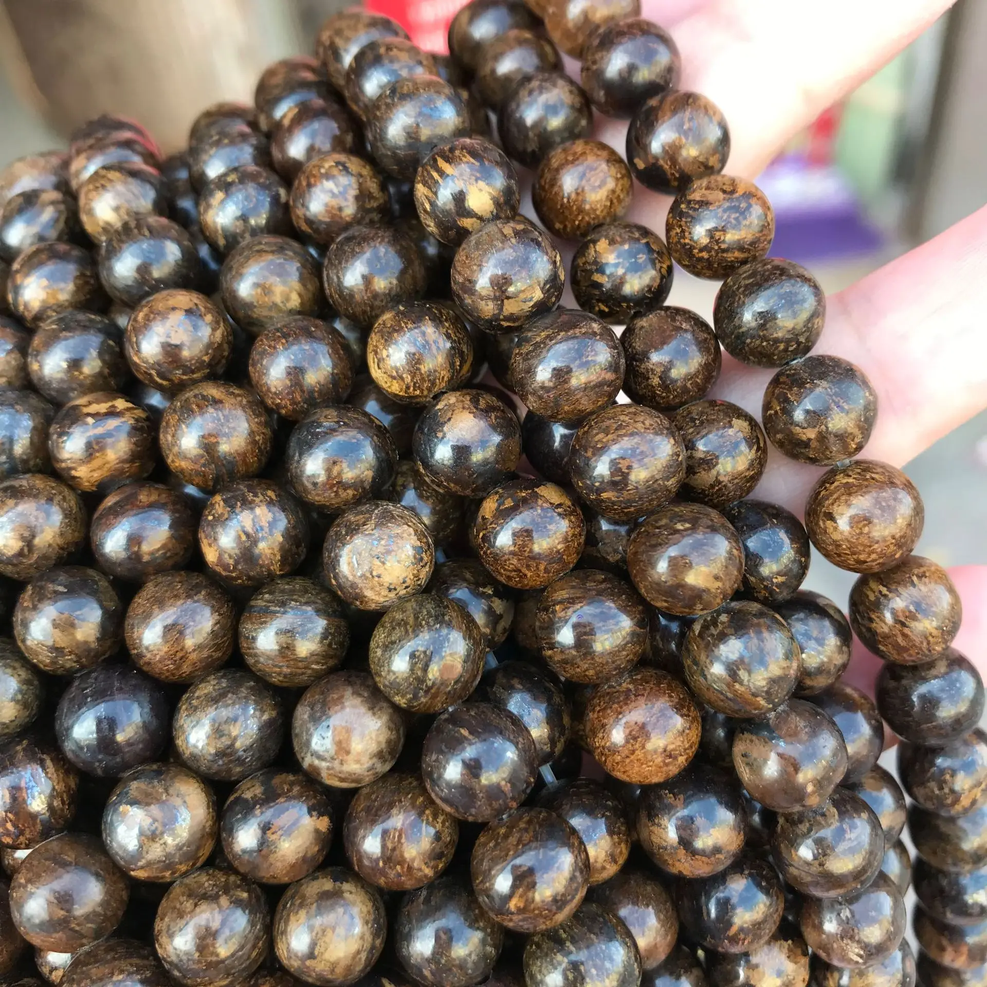 Wholesale hight quality natural Bronzite round beads for Diy bracelet making