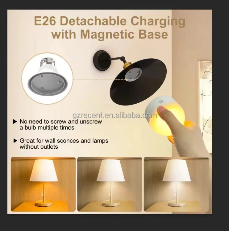 USB Rechargeable LED RGB Magnetic E26/E27 Bulb Light Portable Remote for Emergency Camping & Residential Cabinets