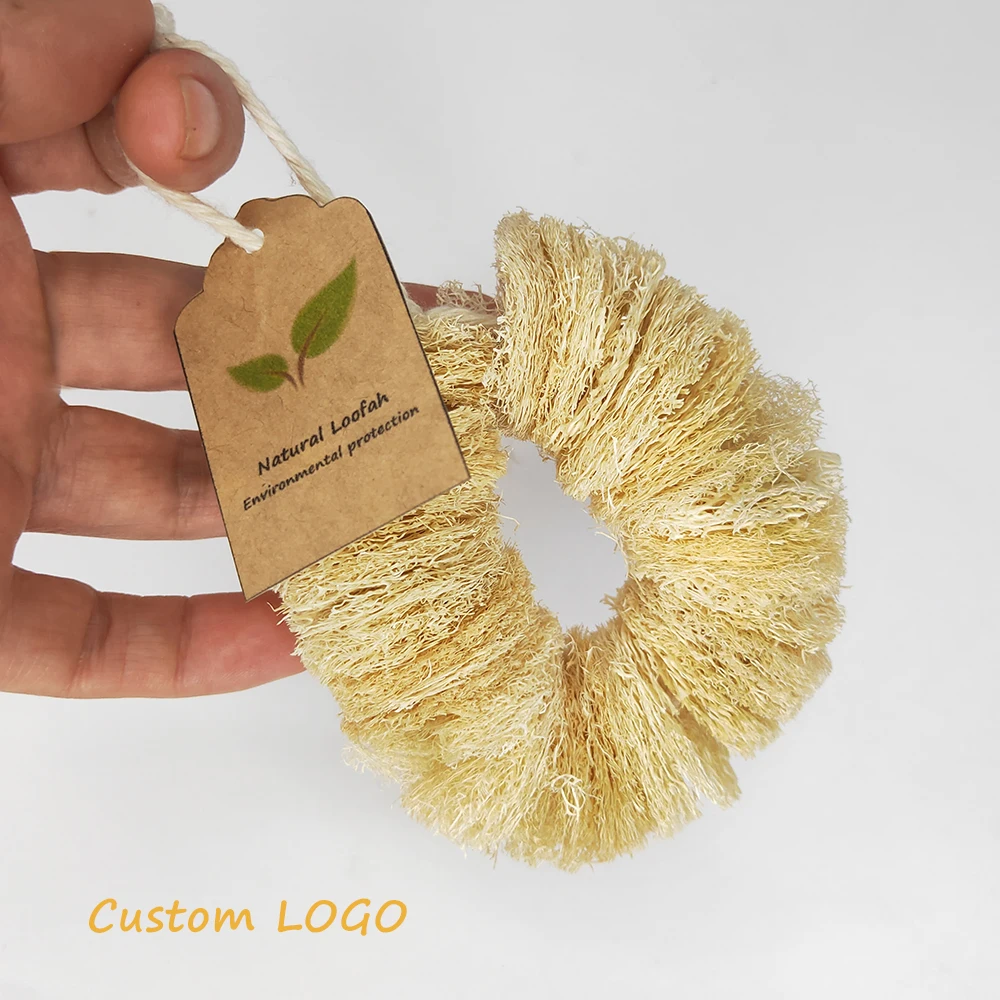 Wholesale Biodegradable Sponge Kitchen Soft Mesh Egyptian Loofah Sponge Brush Natural Kitchen Luffa Dish Sponge