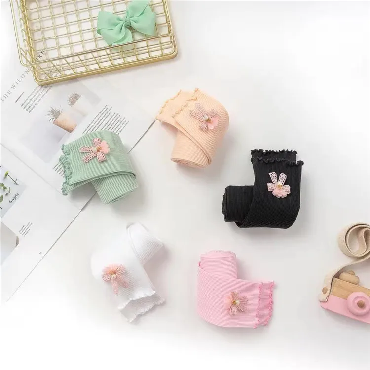 
Different colors beautiful girl leggings nylon lace sticky bowknot kids pantyhose children tights pantyhose 