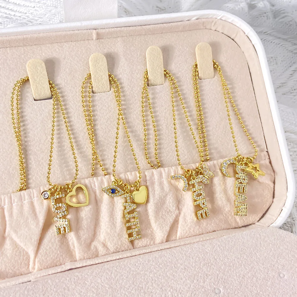 Foxi Hope Dream Love Faith Letter Charm Necklaces wholesale top sale customized gorgeous 925 sterling silver jewelry Bead Chain