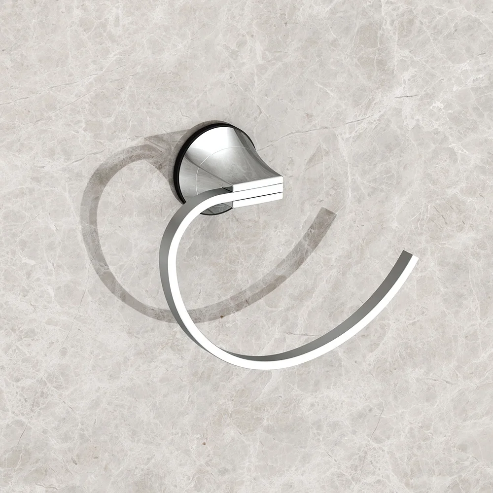 Manufacturer Most Popular Wall Mounted Round Design Aluminium Towel Ring Bathroom Towel Rack Towel Holder